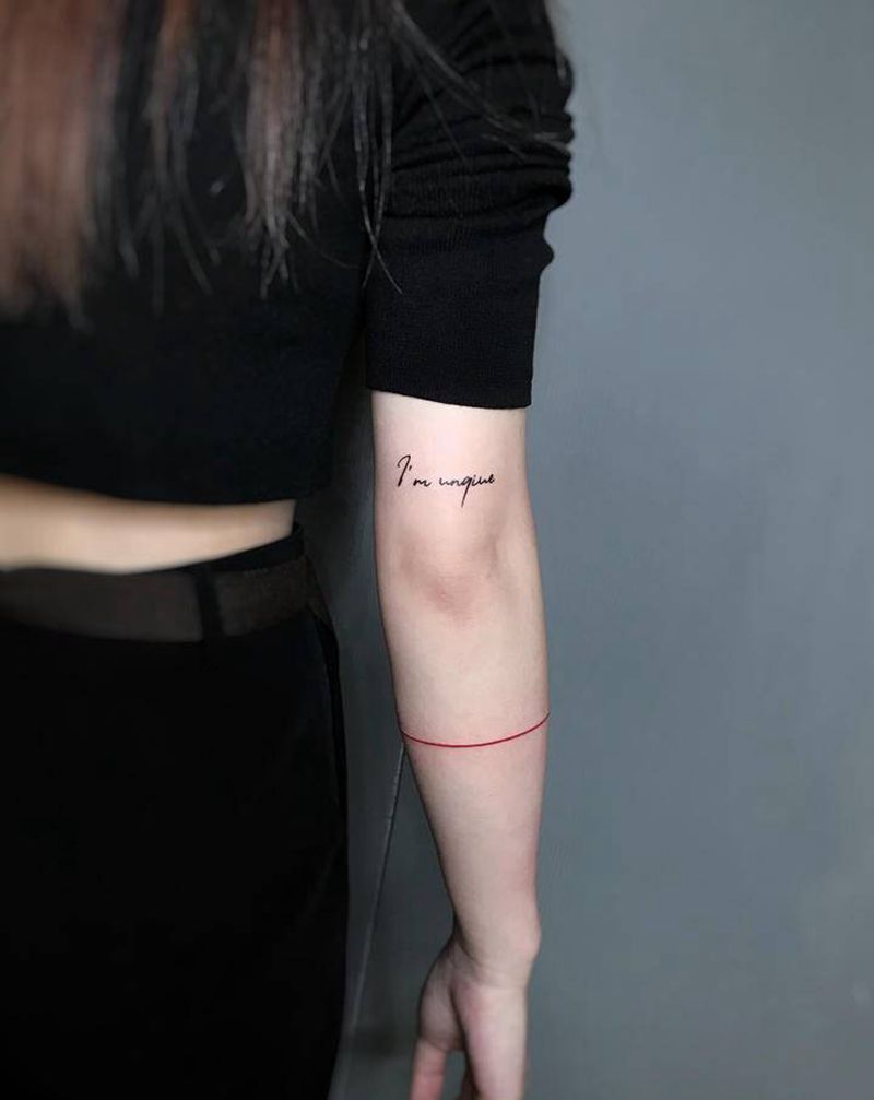 英文，极简线纹身图片_手臂几何极简纹身图案