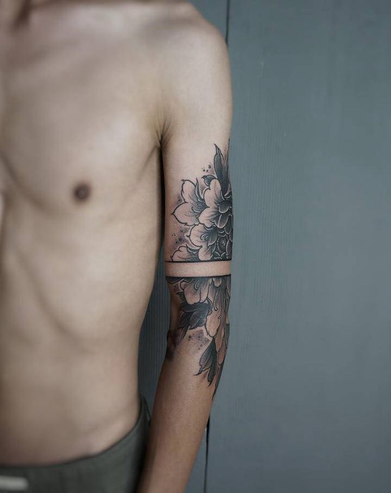 牡丹纹身图片_手臂纹身图案