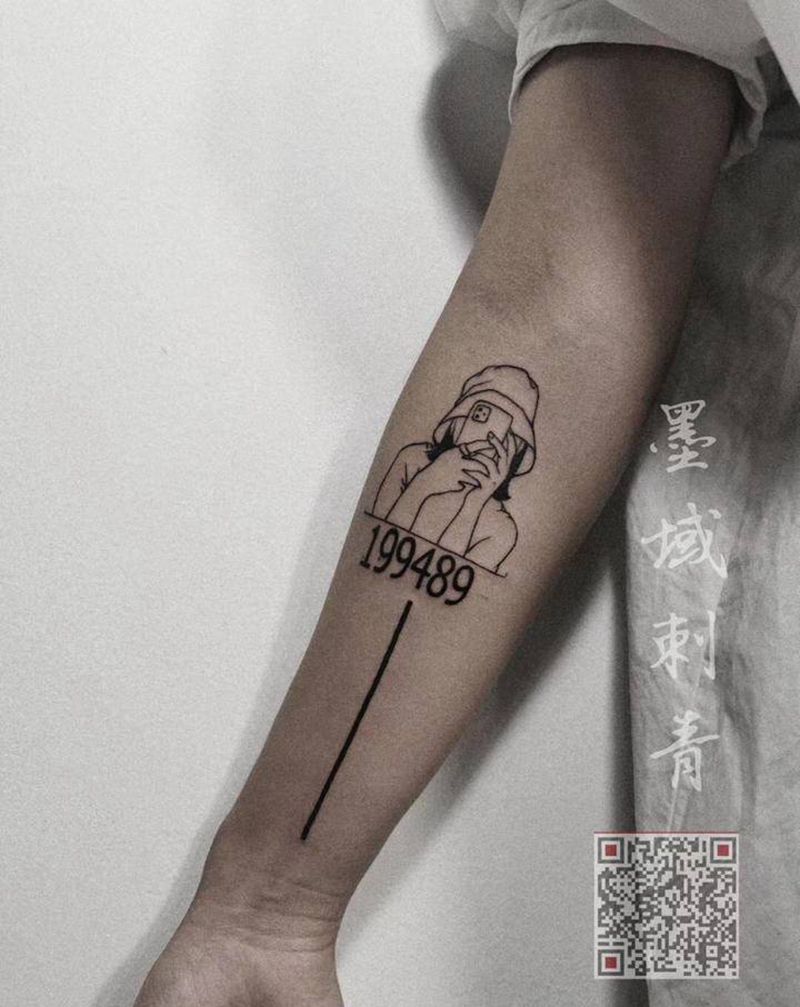 简笔画照片纹身图片_手臂几何纹身图案