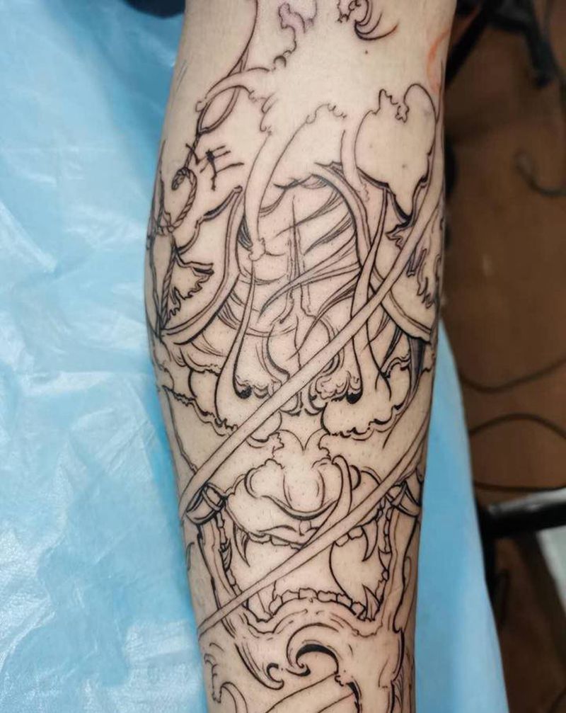 般若纹身图片_腿部胸部新传统纹身图案