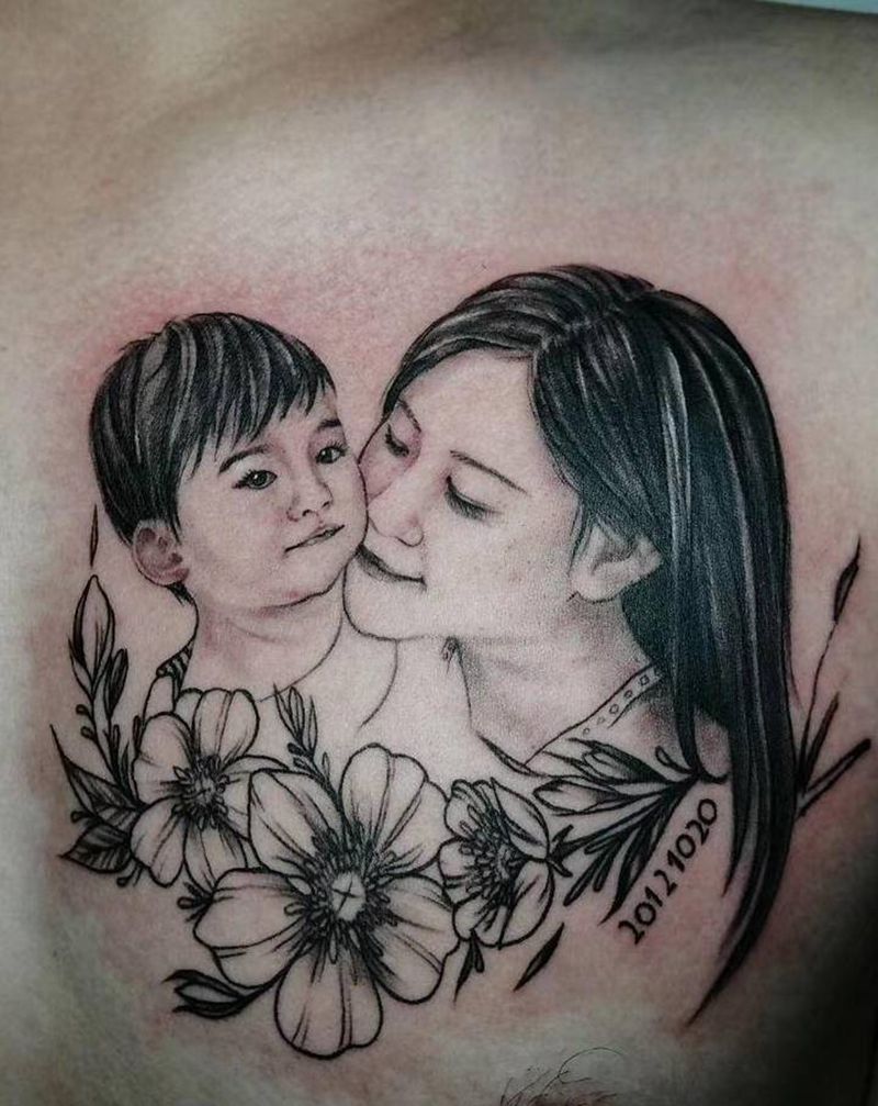 肖像纹身图片_胸部手臂欧美写实纹身图案