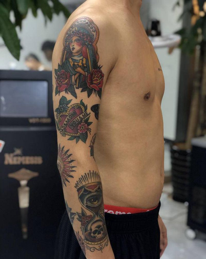 old school拼接纹身图片_手臂手部Old School纹身图案