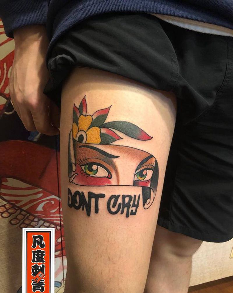 old school纹身图片_腿部Old School眼睛old school纹身图案