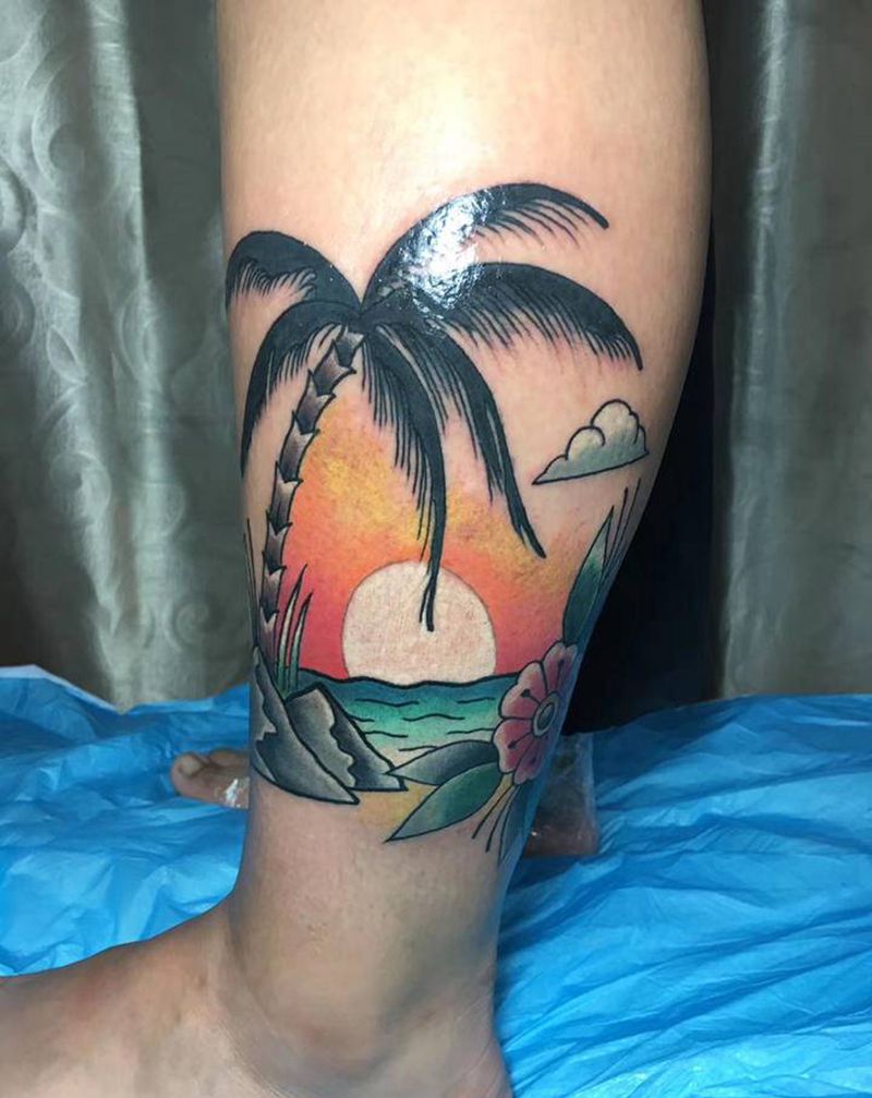 小图纹身图片_胸部腿部Old School欧美写实纹身图案