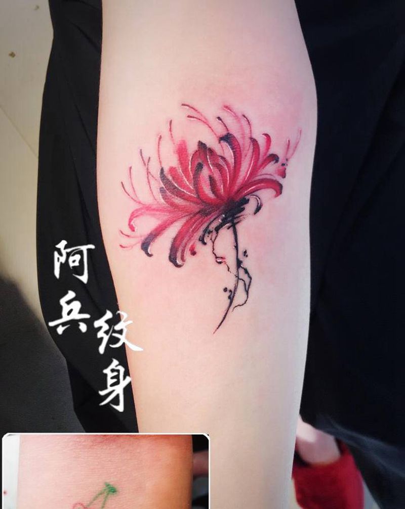 彼岸花纹身图片_水墨纹身图案