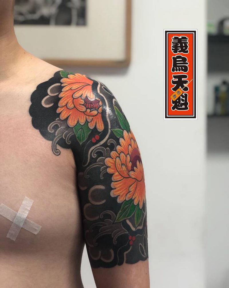 花开富贵纹身图片_手臂手部老传统纹身图案