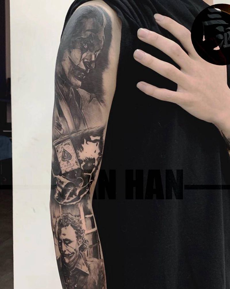 小丑纹身图片_手臂欧美写实纹身图案