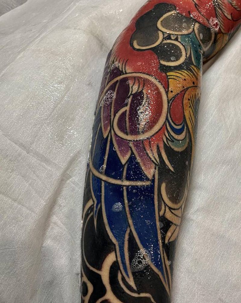 花臂局部纹身图片_手臂老传统纹身图案