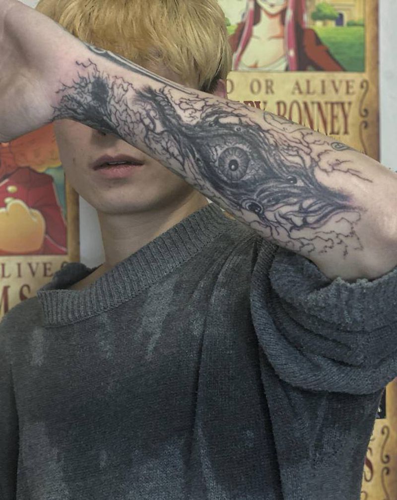 地狱之眼纹身图片_手部点刺纹身图案