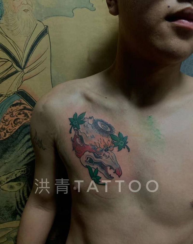 雷震子纹身图片_老传统纹身图案