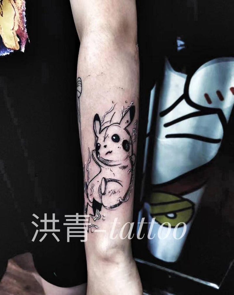 皮卡丘纹身图片_手臂新传统纹身图案