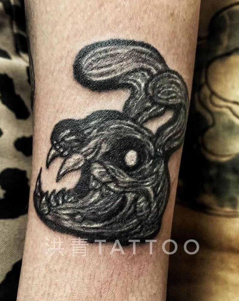 小兔子纹身图片_手臂欧美写实Old School纹身图案