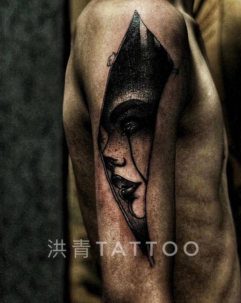 人像纹身图片_手臂点刺欧美写实纹身图案