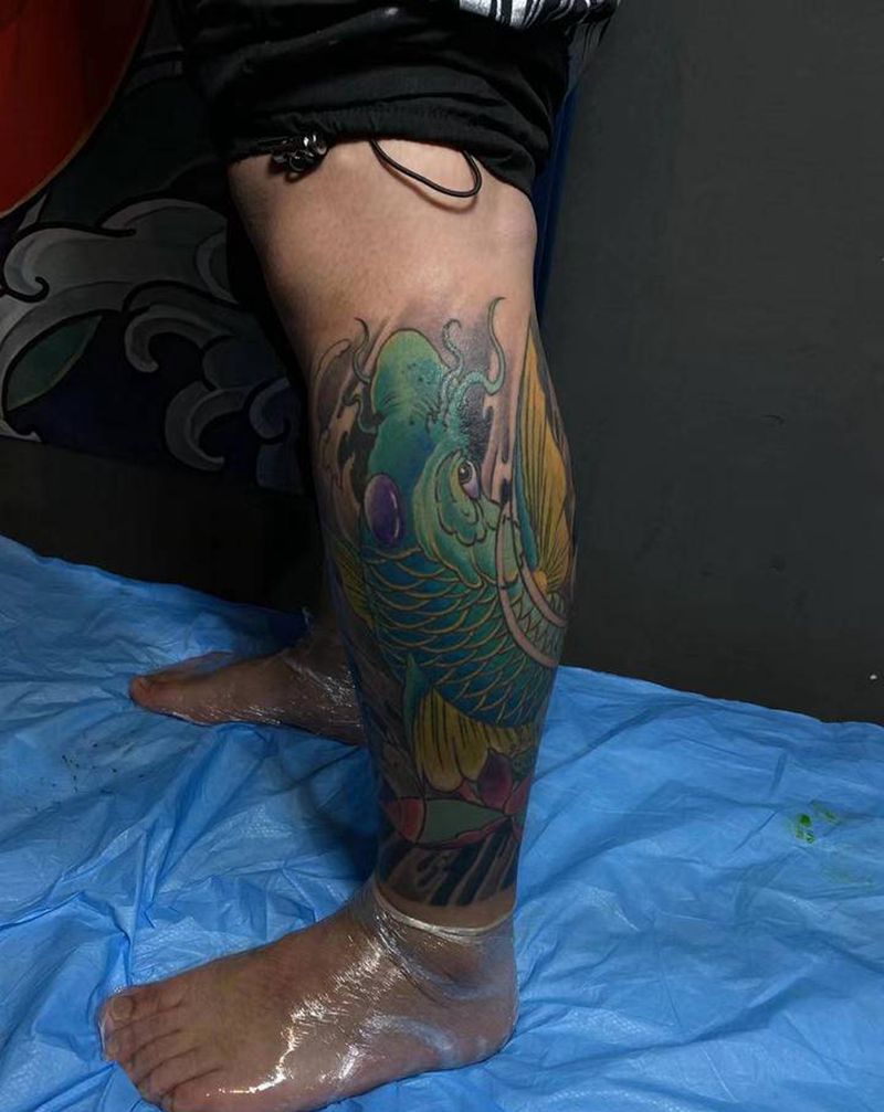 2手货纹身图片_腿部胸部纹身图案