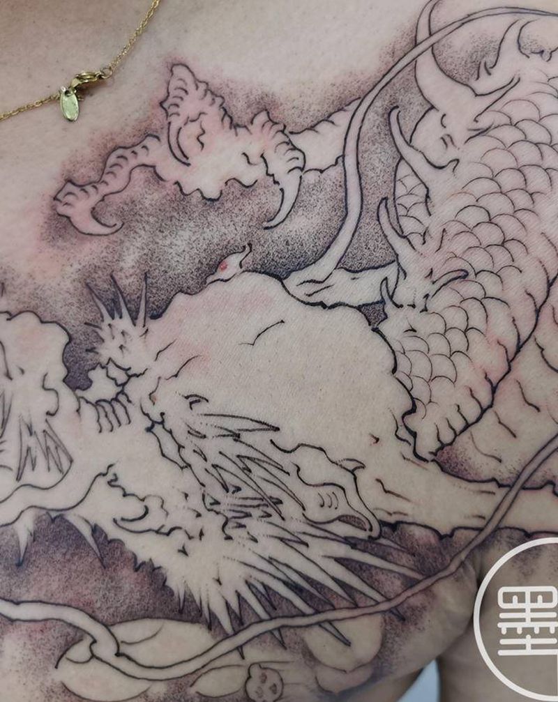 过肩龙纹身图片_肩部纹身图案