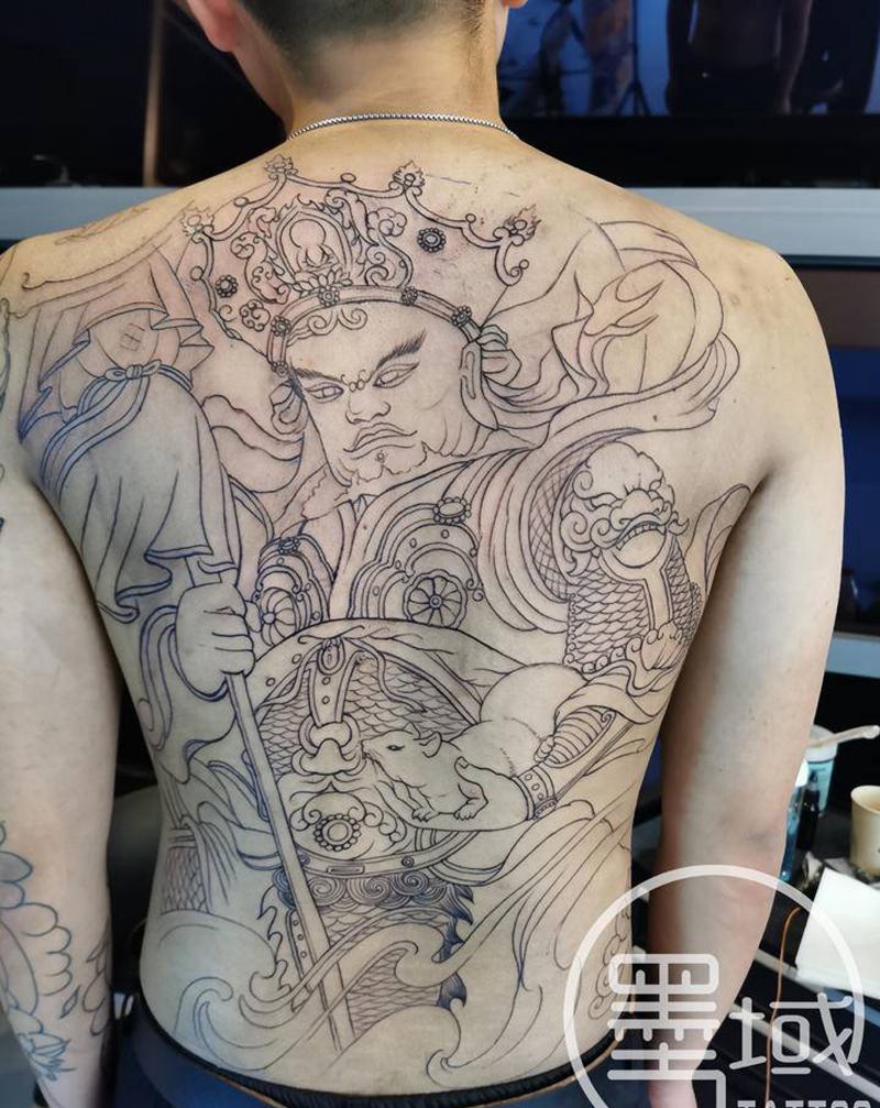 多闻天王纹身图片_新传统纹身图案