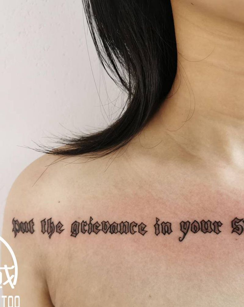 英文纹身图片_胸部纹身图案