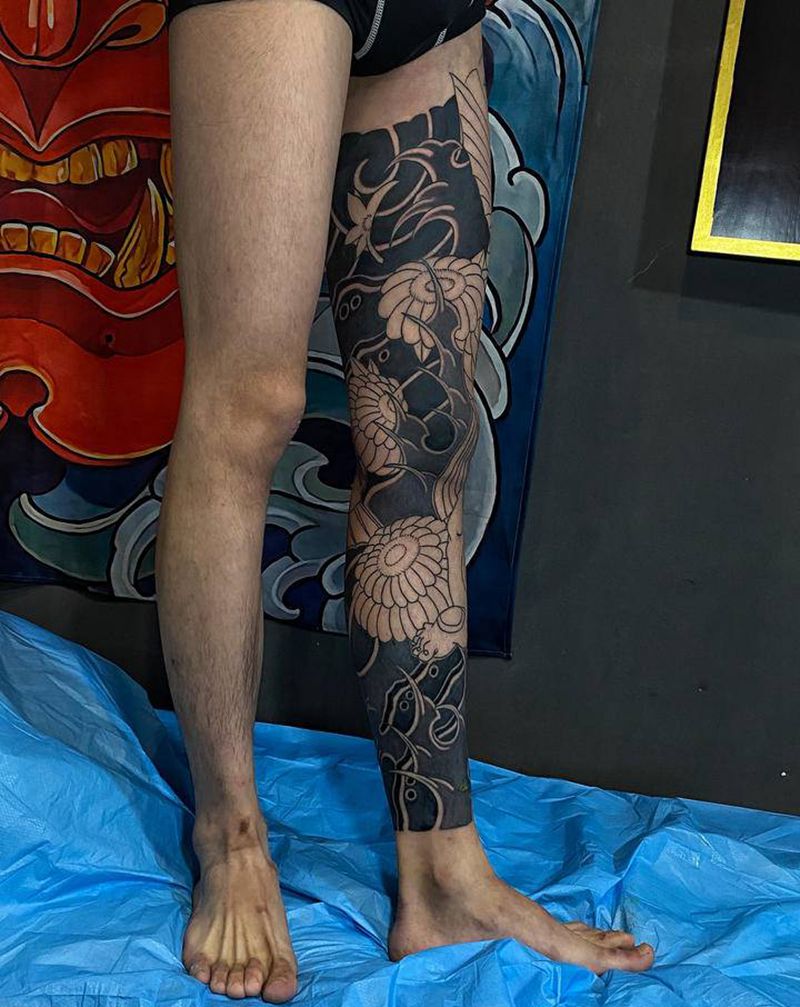 传统纹身图片_腿部纹身图案