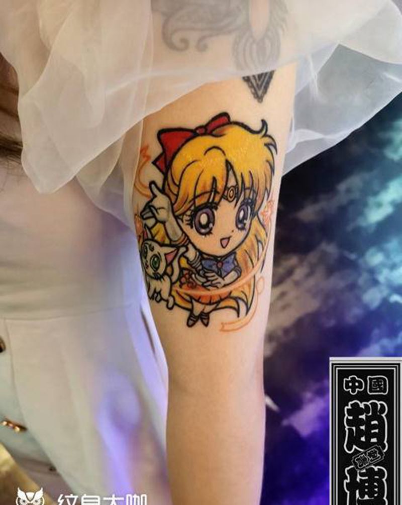 美少女战士纹身图片_手臂New School美少女战士纹身图案
