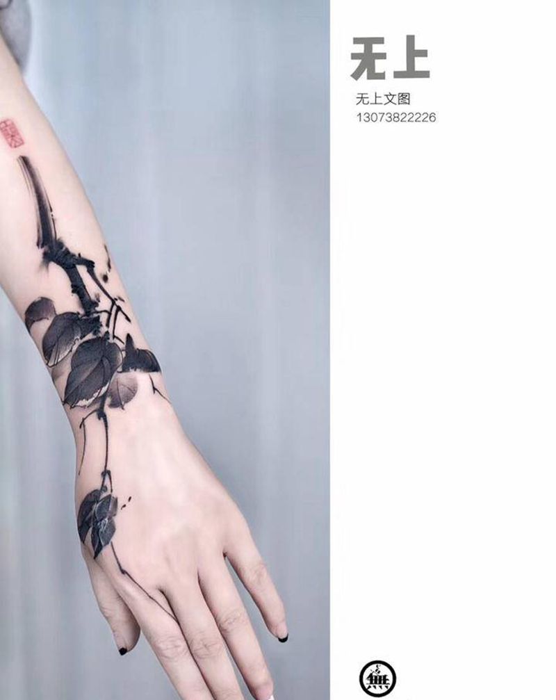 遮盖作品中式花卉纹身图片_手臂纹身图案
