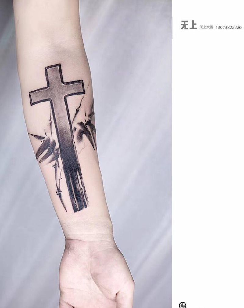 中式水墨与信仰的碰撞纹身图片_手臂纹身图案