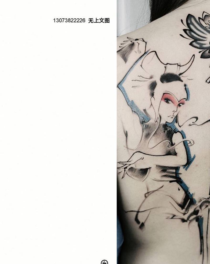 后背纹身纹身图片_背部水墨纹身图案