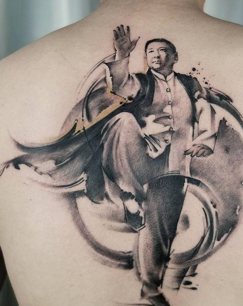 武魂纹身图片_背部水墨纹身图案