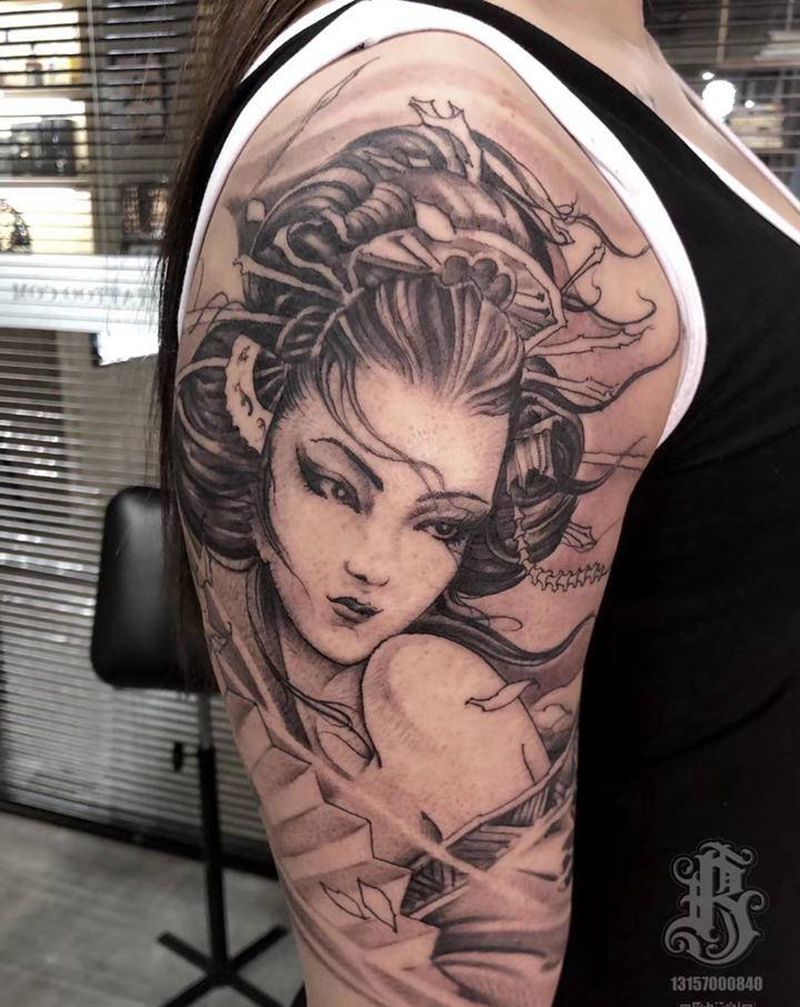 艺妓纹身图片_手臂纹身图案