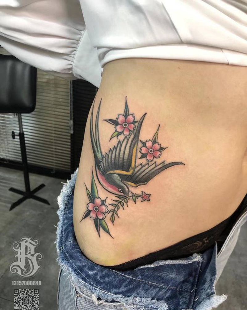 修改纹身图片_腹部Old School纹身图案