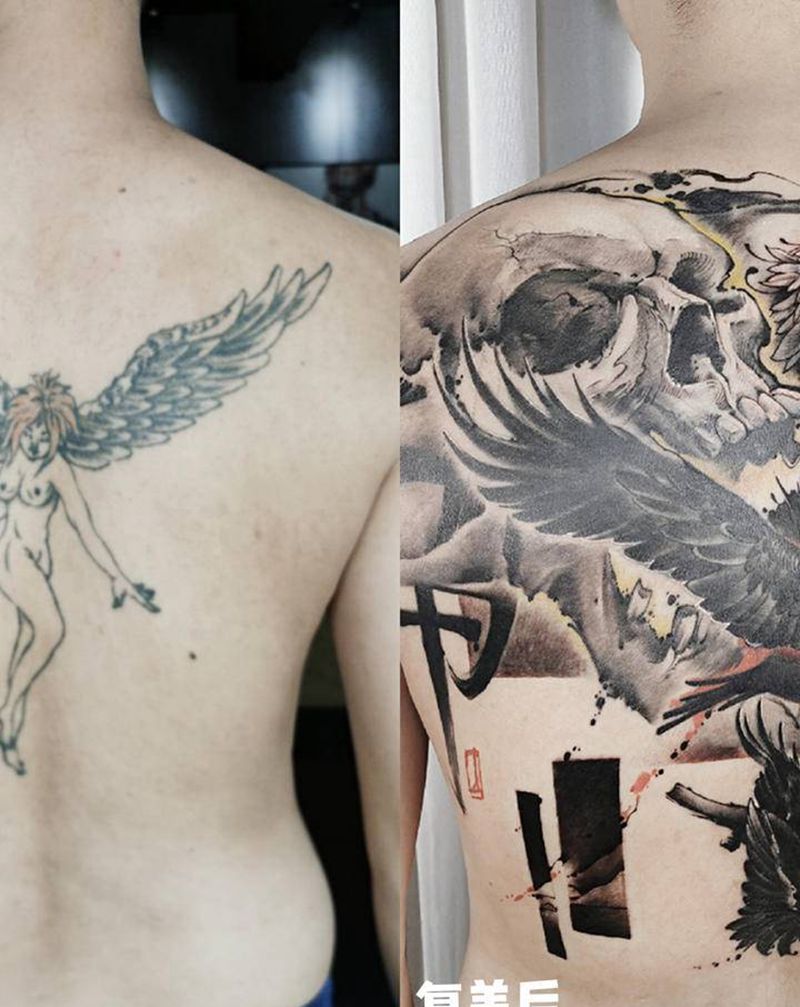 重生纹身图片_背部欧美写实纹身图案