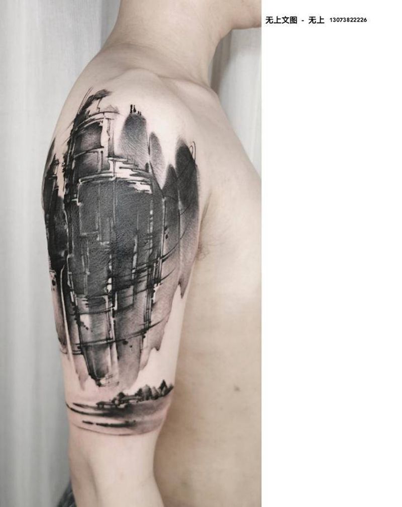 遮盖纹身图片_手臂水墨纹身图案