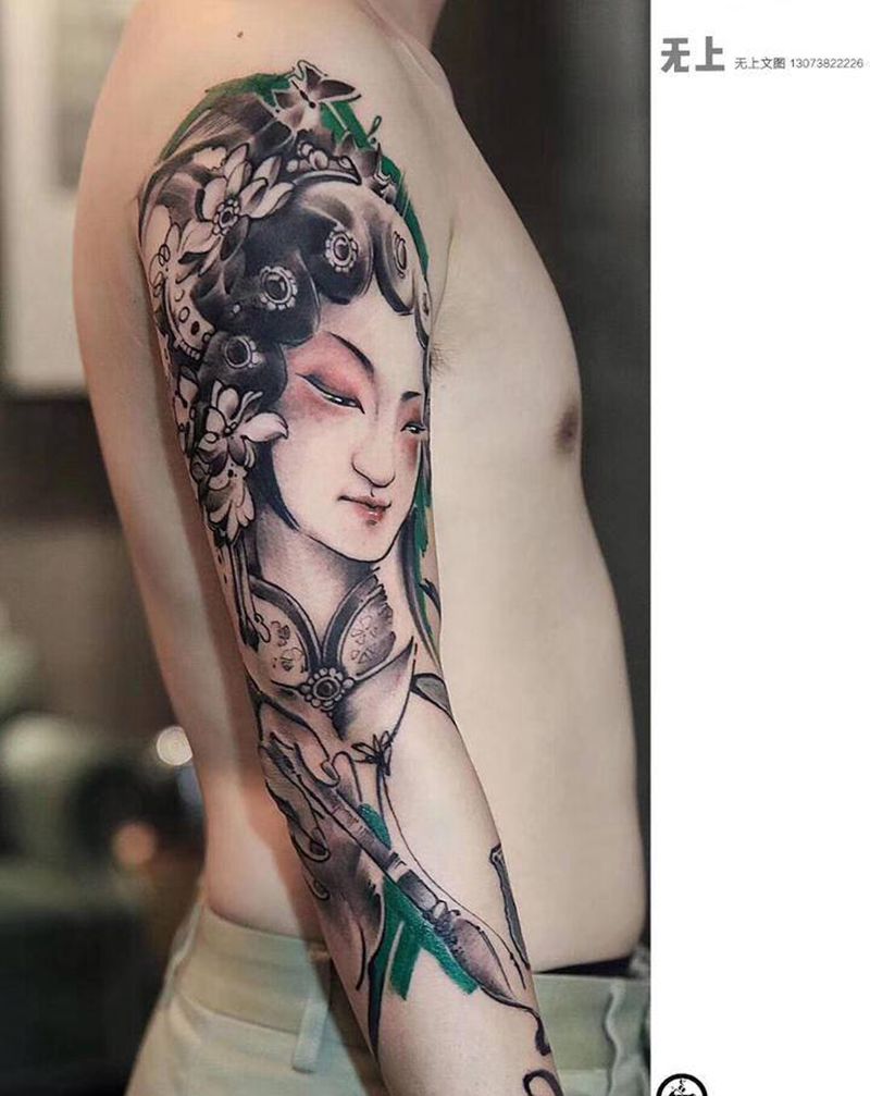 花旦纹身图片_水墨纹身图案