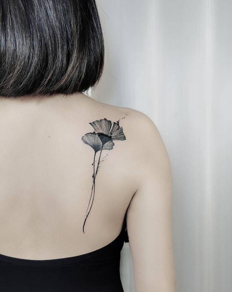 新中式水墨刺青遮盖  【清香】纹身图片_背部水墨纹身图案