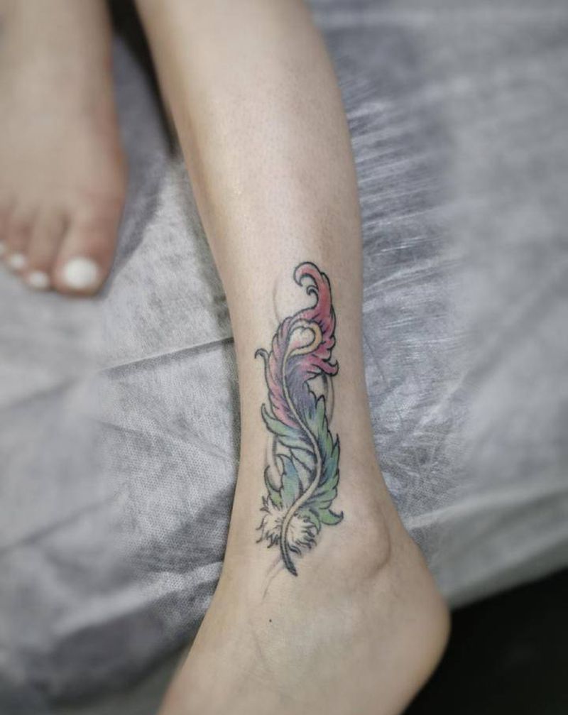 修改作品纹身图片_腿部水墨纹身图案