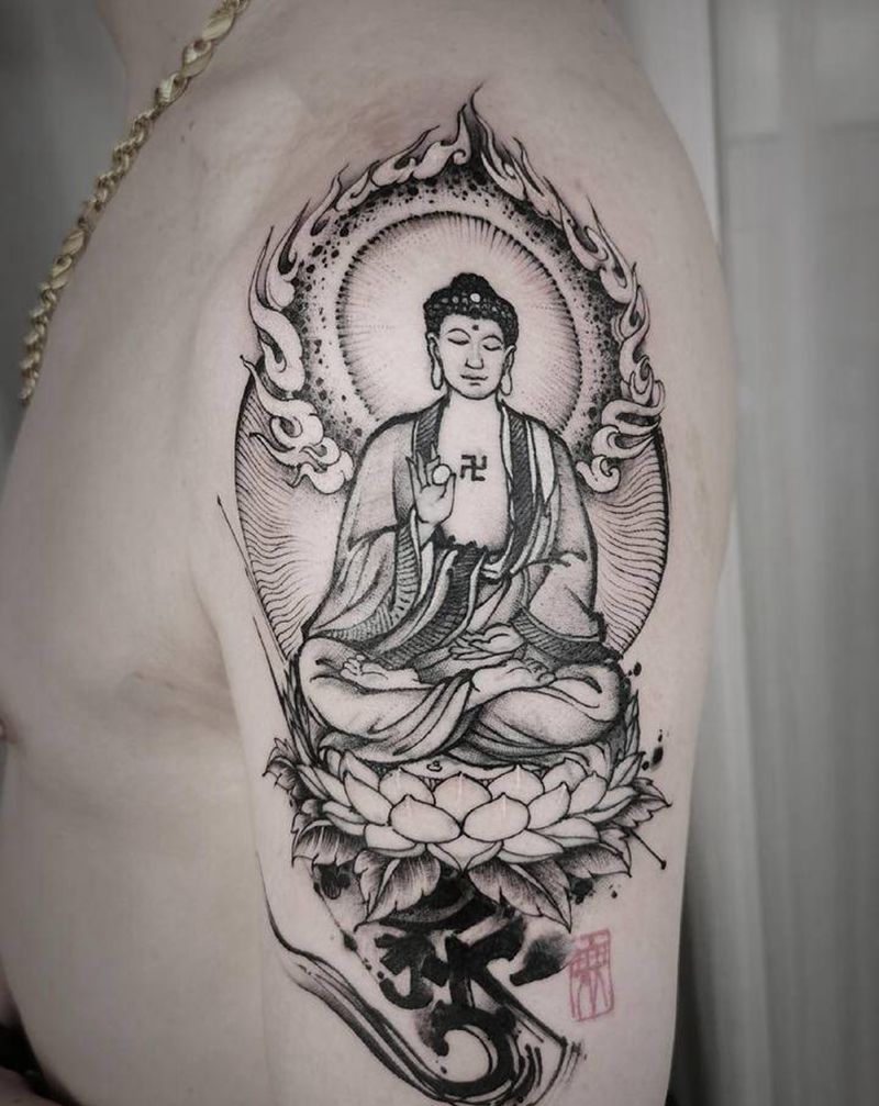修改佛像 无上  无上文图出品纹身图片_手臂水墨纹身图案