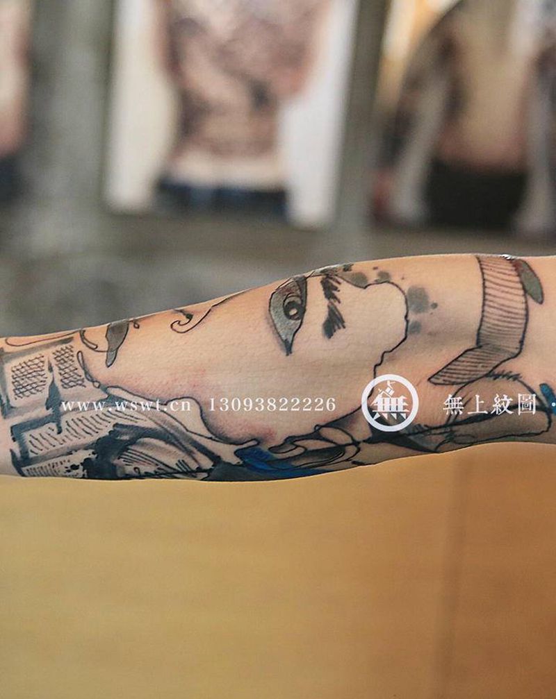 无上  无上文图出品纹身图片_手臂水墨几何纹身图案