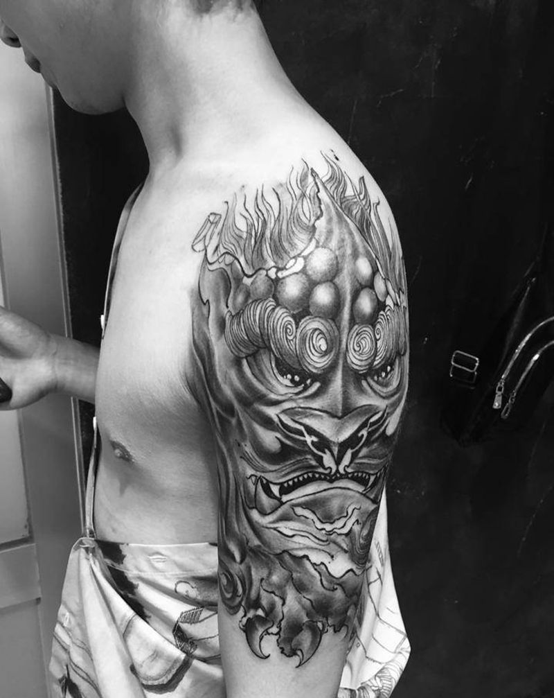 强力遮盖老纹身·手绘貔貅纹身图片_手臂水墨纹身图案