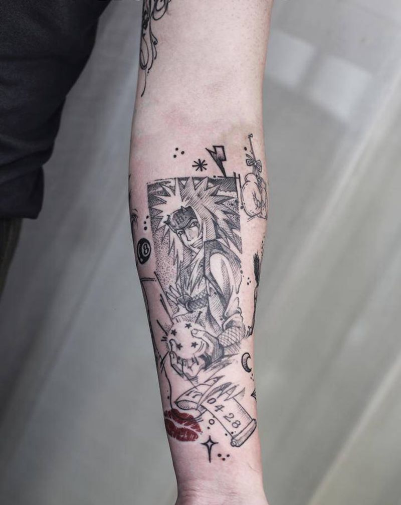 拼接纹身图片_手臂几何纹身图案