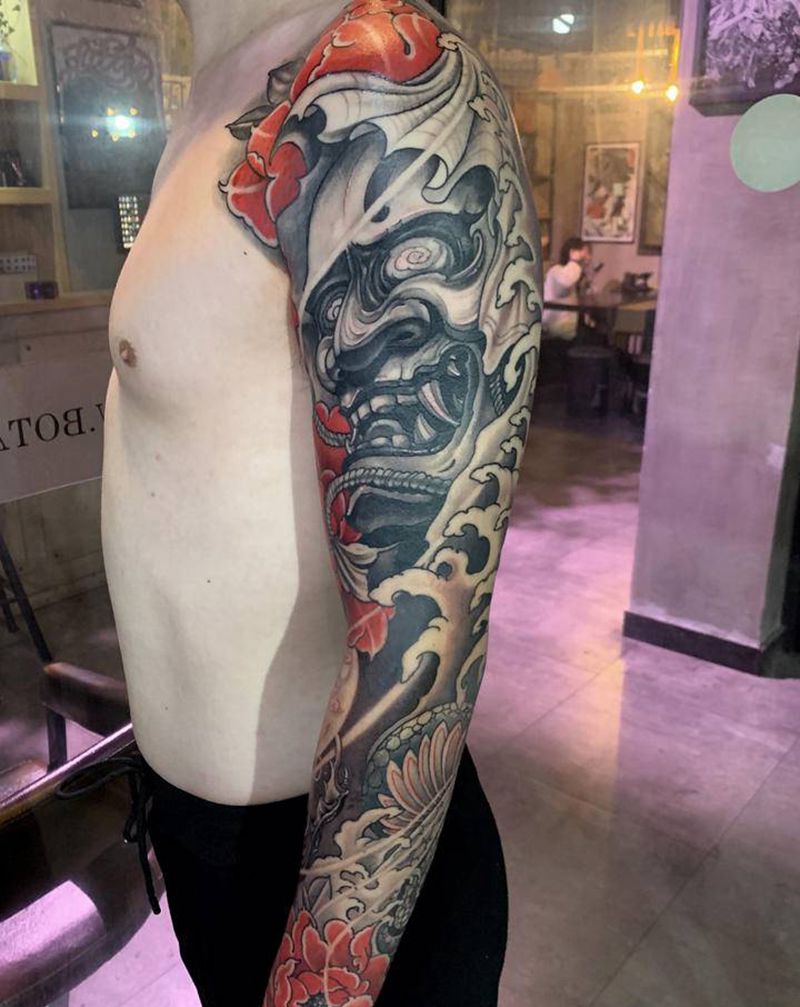 传统花臂纹身图片_手臂新传统纹身图案