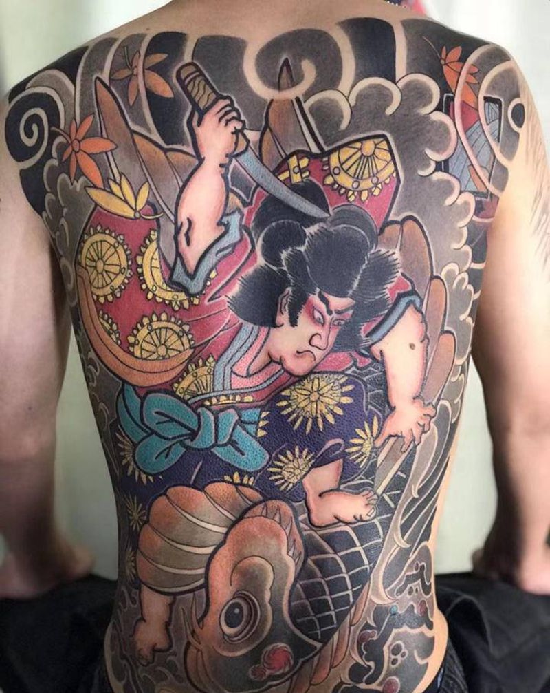 满背老传统纹身图片_老传统纹身图案