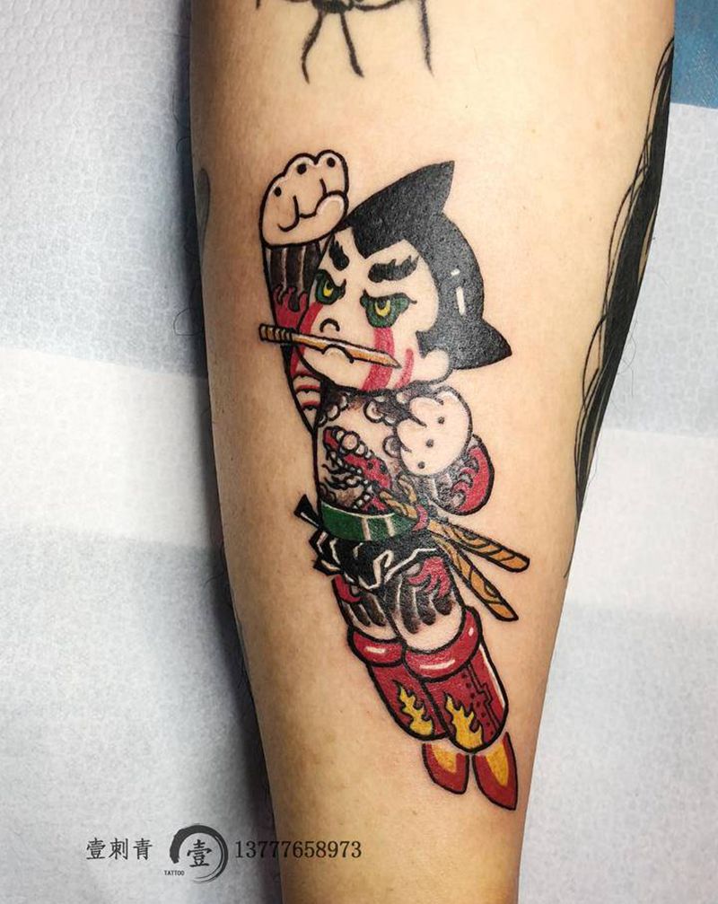 阿童木纹身图片_腿部纹身图案