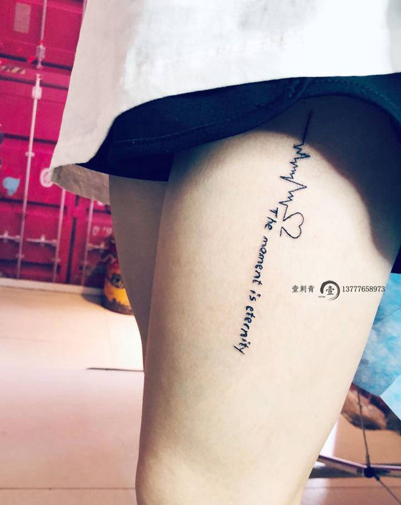 小英文纹身图片_腿部纹身图案