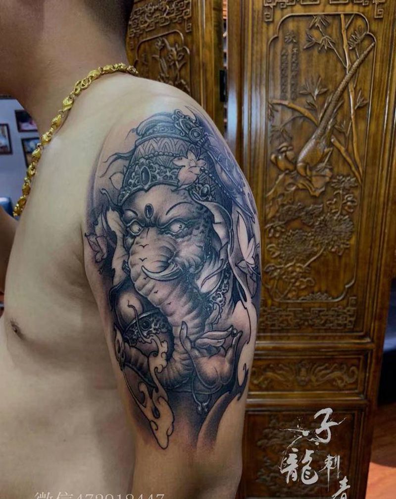 手臂象神感谢椒江顾客信任纹身图片_手臂腿部纹身图案