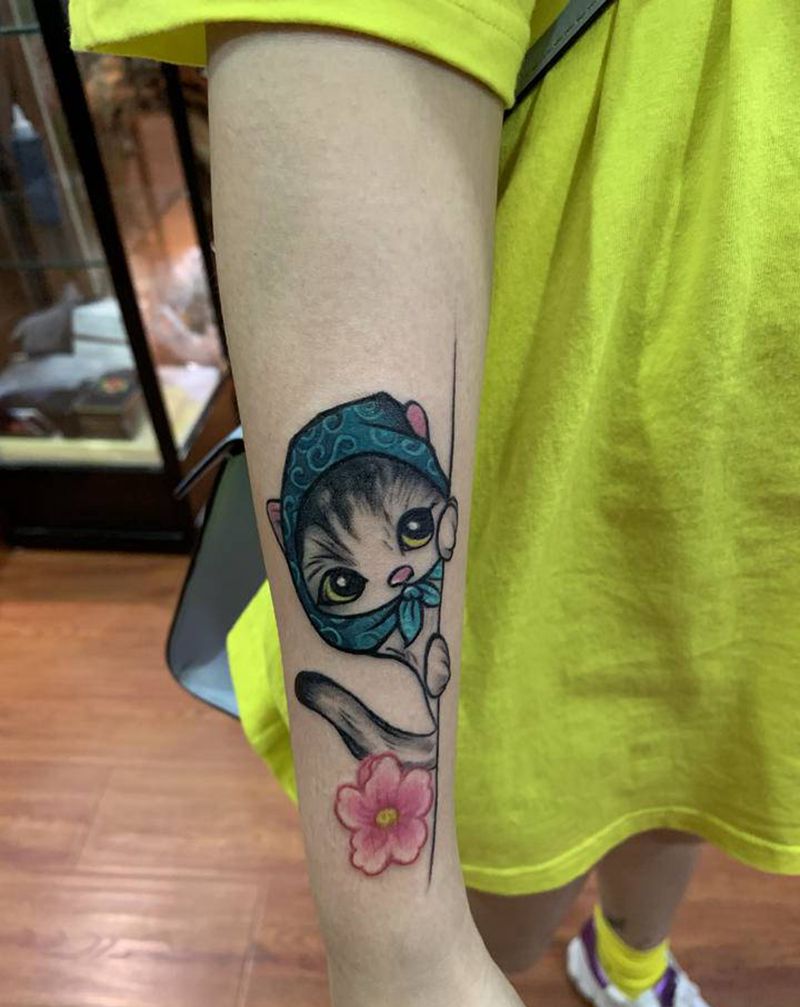 招财猫修改作品感谢纹身图片_手臂新传统纹身图案