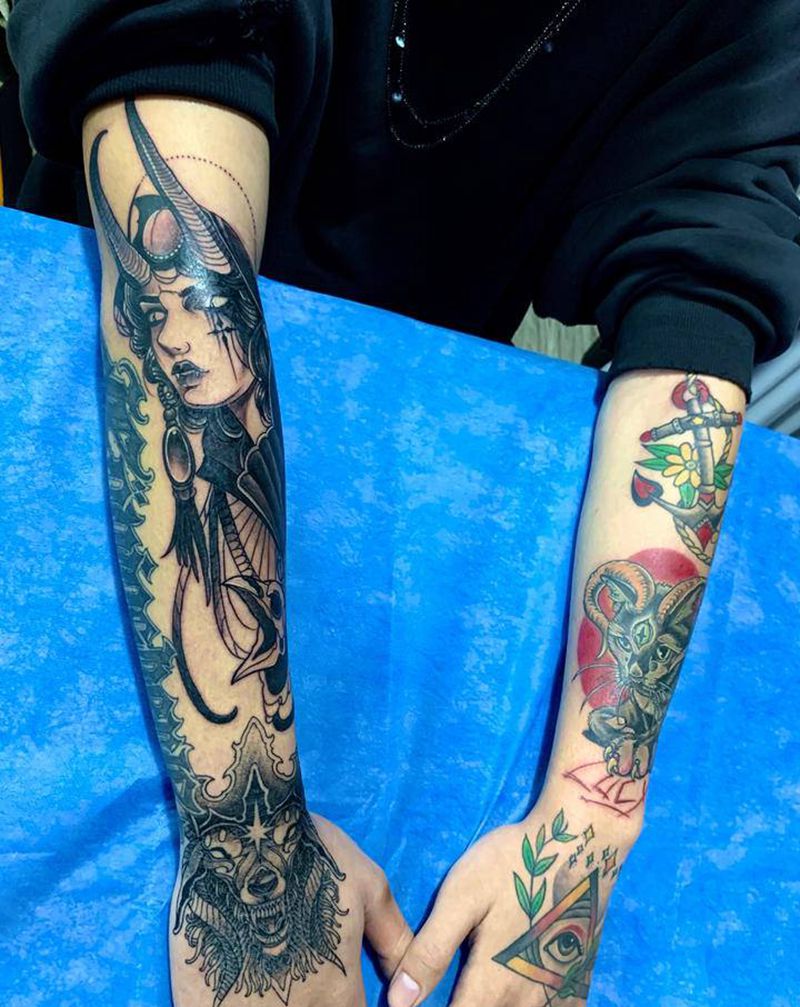 Old school 花臂纹身图片_手臂手部Old SchoolNew School纹身图案