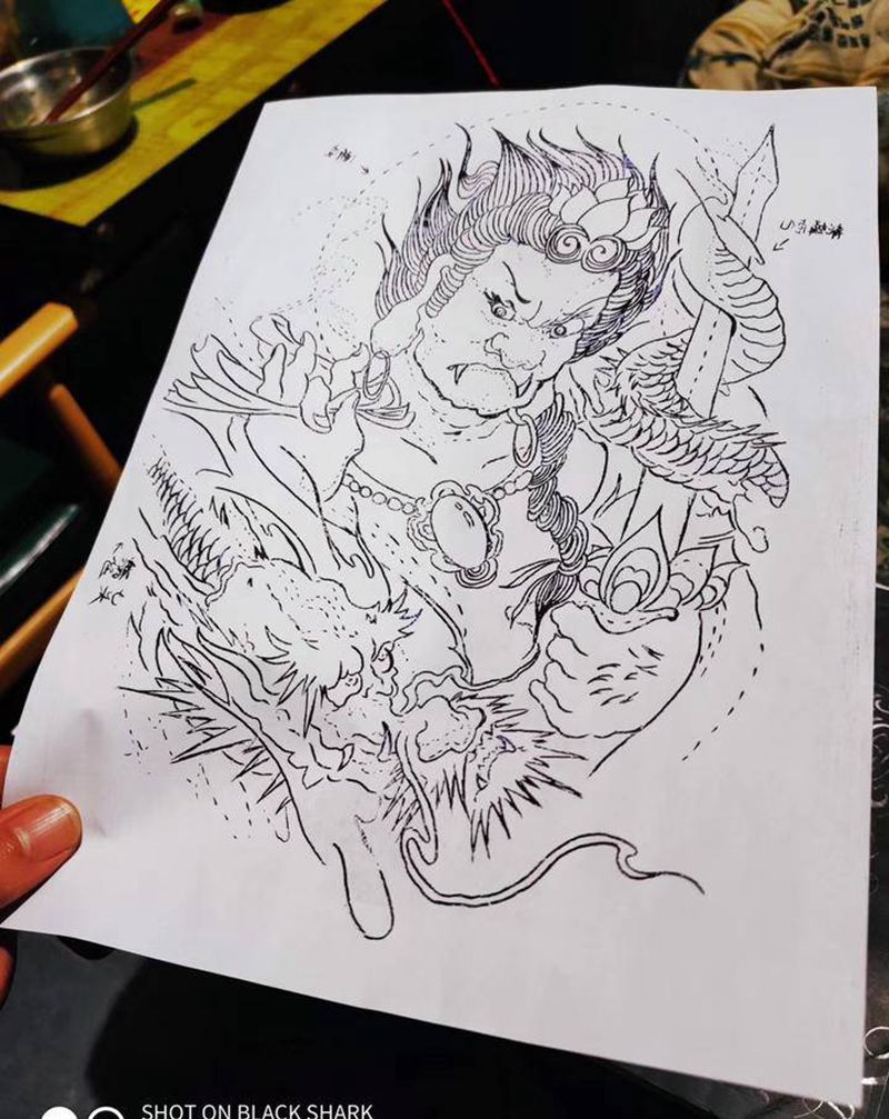 客人线稿，设计手稿纹身图片_手臂纹身图案