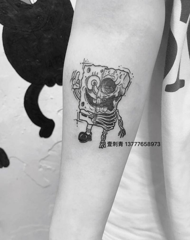 暗黑海绵宝宝纹身图片_手臂纹身图案