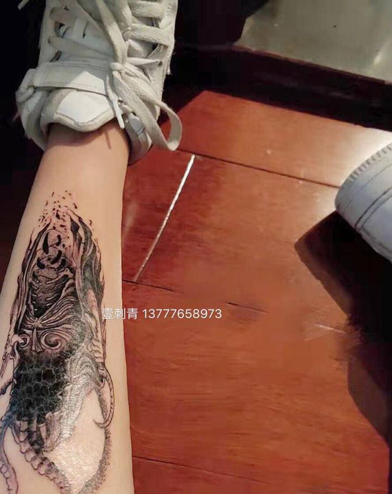 死神纹身图片_腿部纹身图案