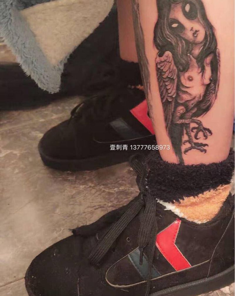 暗黑系列纹身图片_腿部纹身图案