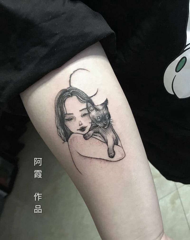 插画风纹身图片_手臂纹身图案